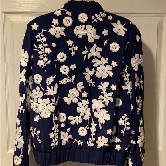 Michael Kors Bomber Jacket Beaded Navy White NWT M - Picture 13 of 14